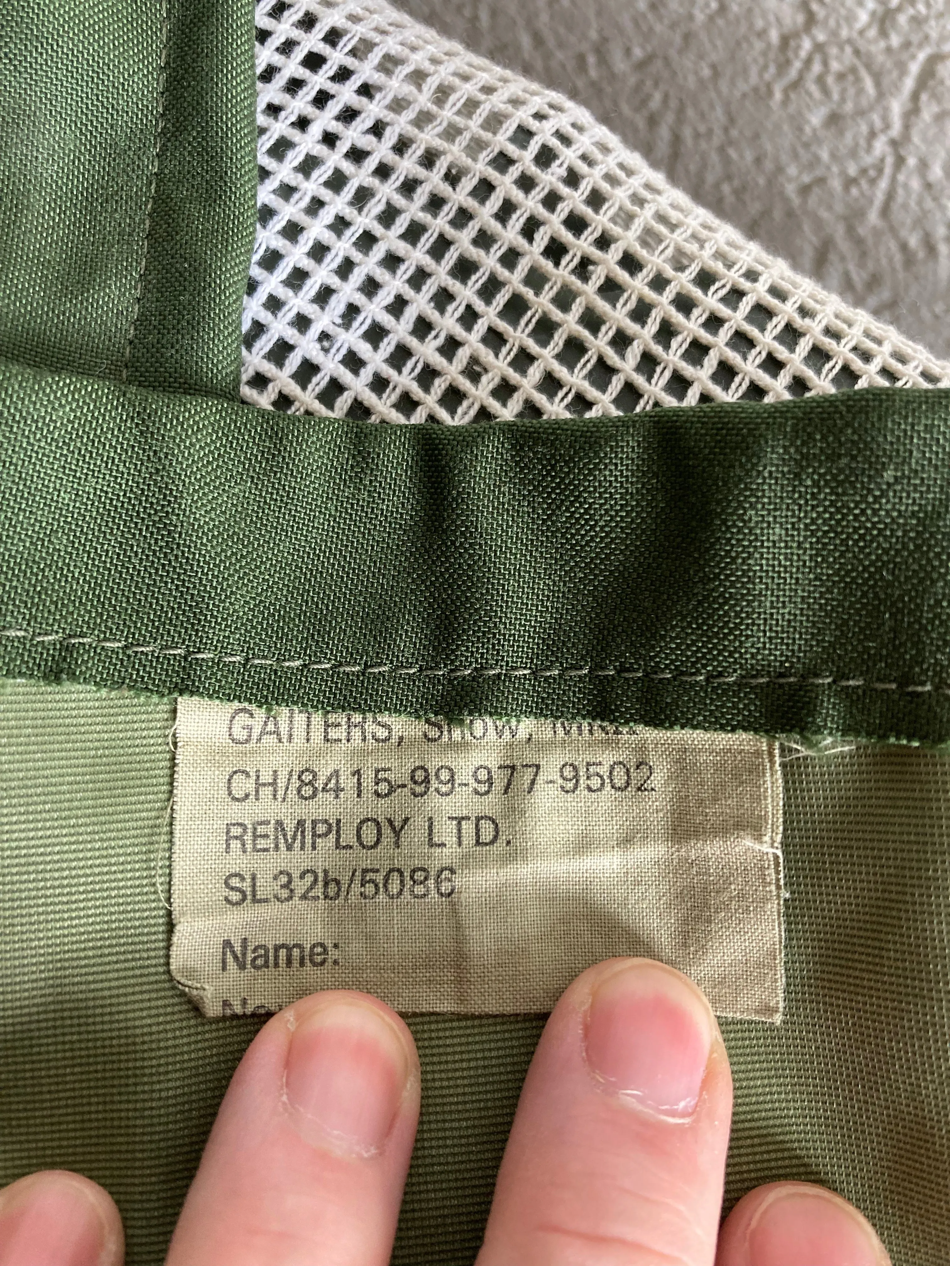 Footwear, Gaitres,British army issue green arctic gaiters (Used)
