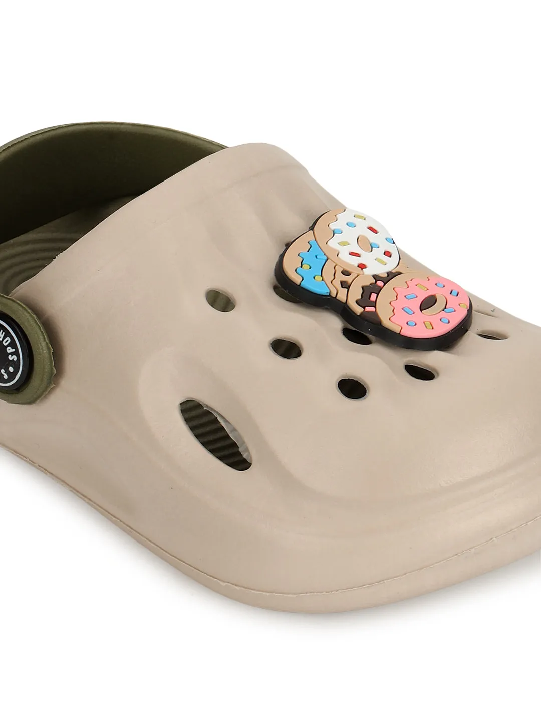 Sand Green Stylish Slip-On Clogs For Kids-Unisex (TC-LCLOG2-SNDGRN)