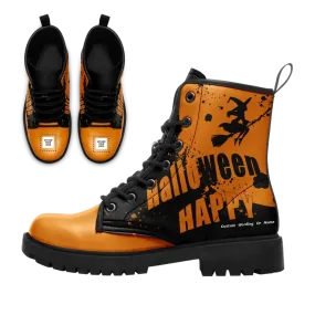 Unique Gift,Personalized Halloween Boots, Custom Skull Winter Boots,  Bat Boots for Men and Women